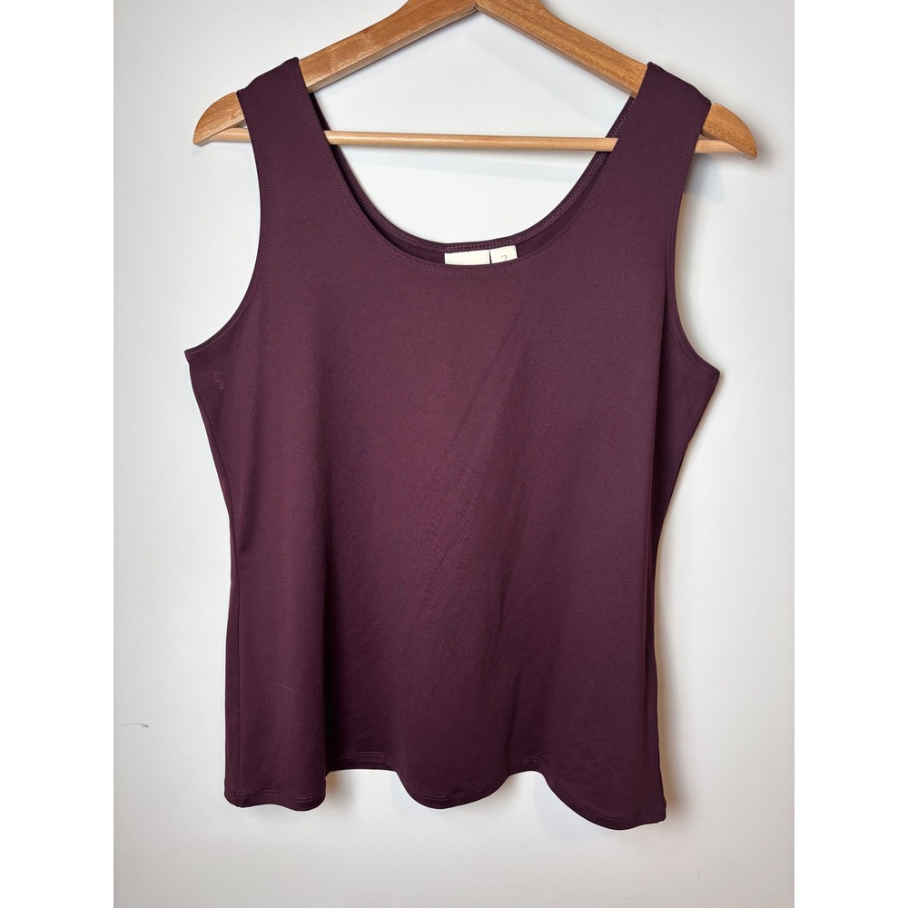 Chicos Microfiber Contemporary Tank Basic Knit Deep Raisin Purple Top 2 L 12 NEW